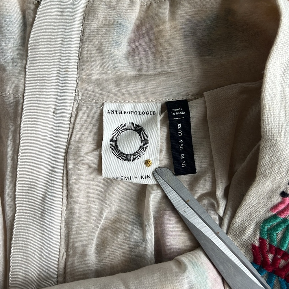 Anthropologie multicolor 100% cotton skirt size 6 - Picture 5 of 7